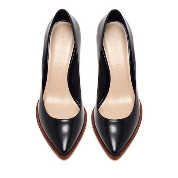 Loeffler Randall Shoes - LOEFFLER RANDALL Leather Remy Block Heel Pump in Black & Cream Size 7.5